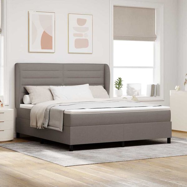 vidaXL Cama Box com colch&atilde;o Cinzento-acastanhado 180 x 200 cm tecido