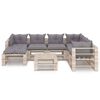 vidaxL Conjunto lounge de paletes p/ jardim 8 pcs c/ almofad&otilde;es pinho
