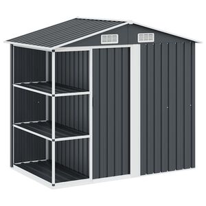 vidaXL Abrigo de jardim c/ prateleiras 205x130x183 cm ferro antracite