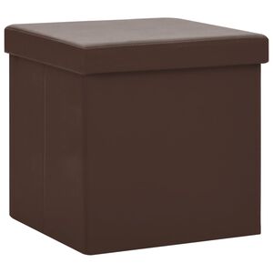 vidaXL Banco de arruma&ccedil;&atilde;o dobr&aacute;vel PVC castanho
