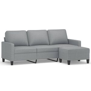 vidaXL Sof&aacute; de 3 lugares com apoio de p&eacute;s 180 cm tecido cinzento-claro