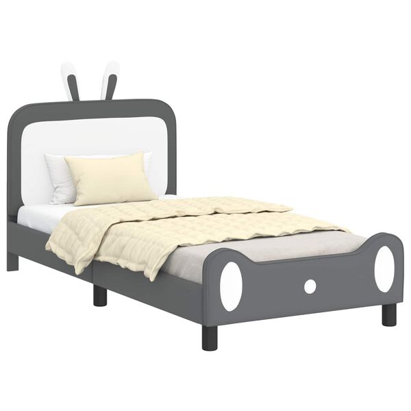vidaXL Estrutura de Cama Infantil com Cabeceira Cinzento-claro PU