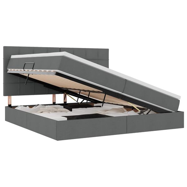 vidaXL Cama com arruma&ccedil;&atilde;o e colch&atilde;o Cinza Escuro 200 x 200 cm