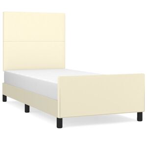 vidaXL Estrutura de cama c/ cabeceira couro artificial 80x200 cm creme