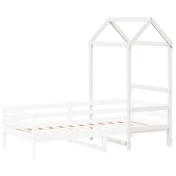 vidaXL Telhado de cama infantil 118x70x176,5 cm pinho maci&ccedil;o branco