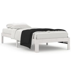 vidaXL Estrutura de cama 90x200 cm pinho maci&ccedil;o branco