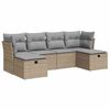 vidaXL 6 pcs conjunto de sof&aacute;s p/ jardim com almofad&otilde;es vime PE bege
