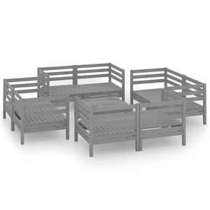 vidaXL 9 pcs conjunto lounge de jardim pinho maci&ccedil;o cinzento