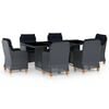 vidaXL 7 pcs conj. jantar exterior c/ almofad&otilde;es vime PE cinza-escuro