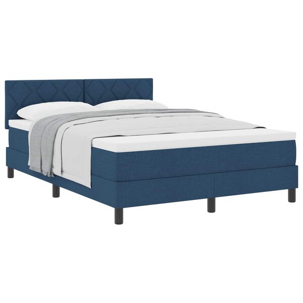 vidaXL Cama Box com colch&atilde;o com cabeceira Azul 160 x 200 cm tecido
