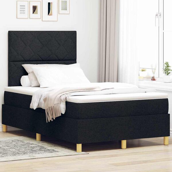 vidaXL Cama Box com colch&atilde;o com cabeceira Preto 120 x 190 cm tecido