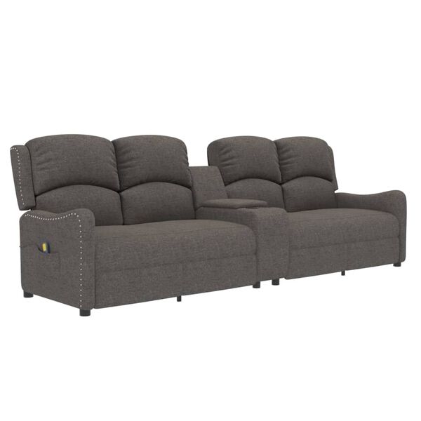 vidaXL Poltrona massagem 4 lug. c/suporte copo tecido cinza-claro