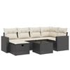 vidaXL 7 pcs conjunto de sof&aacute;s p/ jardim c/ almofad&otilde;es vime PE preto