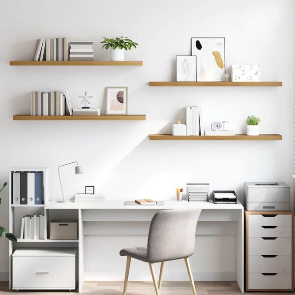 vidaXL Prateleira de Parede 4 pcs Castanho 120 x 23,5 x 4 cm