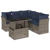vidaXL Conjunto de sof&aacute; de jardim com 6 pe&ccedil;as e almofadas em rattan sint&eacute;tico cinza