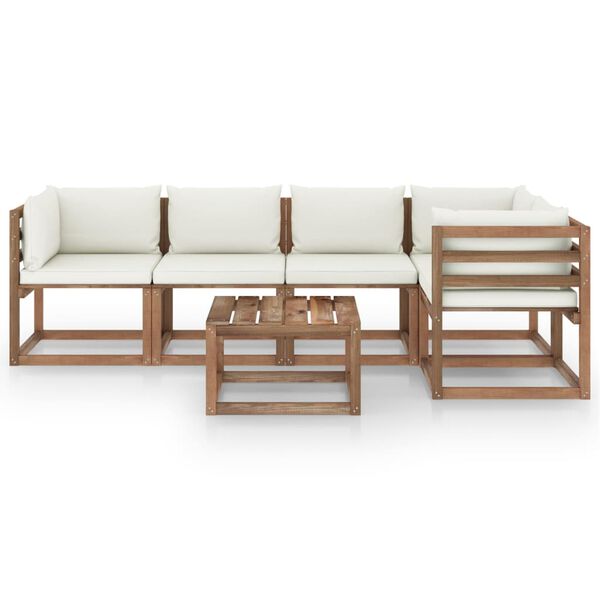 vidaxL 6 pcs conjunto lounge de paletes c/ almofad&otilde;es pinho impregnado
