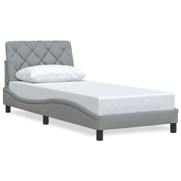 vidaXL Estrutura de cama sem colch&atilde;o 90x190 cm tecido cinzento-claro