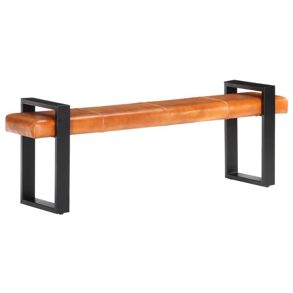 vidaXL Banco 160 cm couro de cabra genu&iacute;no preto e castanho