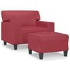 vidaXL Poltrona com apoio de p&eacute;s 60 cm couro artificial vermelho tinto