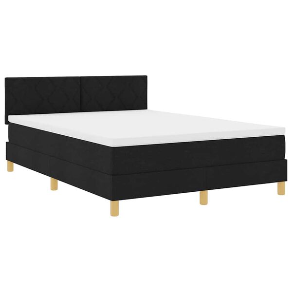 vidaXL Cama Box Spring LED com colch&atilde;o Preto 140 x 200 cm tecido