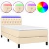 vidaXL Cama box spring c/ colch&atilde;o e LED 100x200 cm tecido cor creme