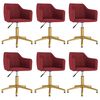 vidaXL Cadeiras de jantar girat&oacute;rias 6 pcs veludo vermelho tinto