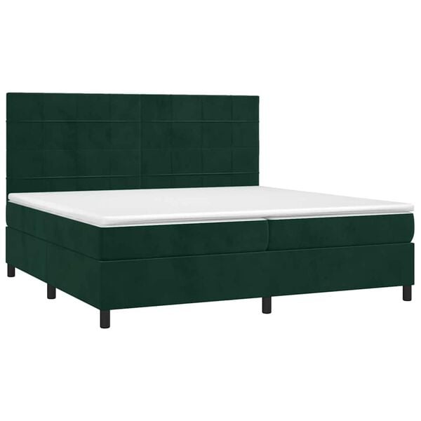 vidaXL Cama com molas/colch&atilde;o 200x200 cm veludo verde-escuro