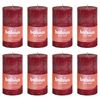 Bolsius Velas r&uacute;sticas cil&iacute;ndricas Shine 8pcs 100x50mm vermelho veludo
