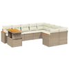 vidaXL 10 pcs conjunto de sof&aacute;s p/ jardim com almofad&otilde;es vime PE bege