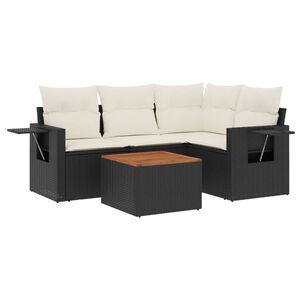 vidaXL 5 pcs conjunto sof&aacute;s de jardim com almofad&otilde;es vime PE preto