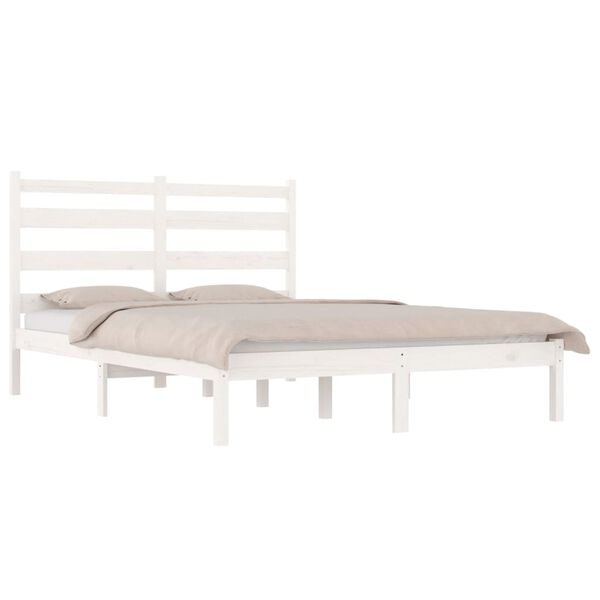 vidaXL Estrutura de cama 120x200 cm pinho maci&ccedil;o branco
