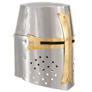vidaXL Capacete de cavaleiro medieval r&eacute;plica LARP a&ccedil;o prateado