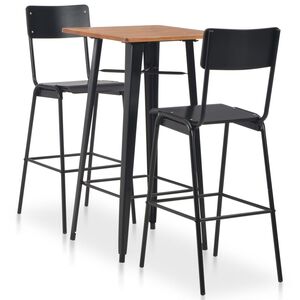 vidaXL 3 pcs conjunto de bar em a&ccedil;o preto