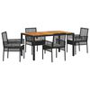 vidaXL Conjunto de Jantar para Jardim 5 unid. Preto vime PE