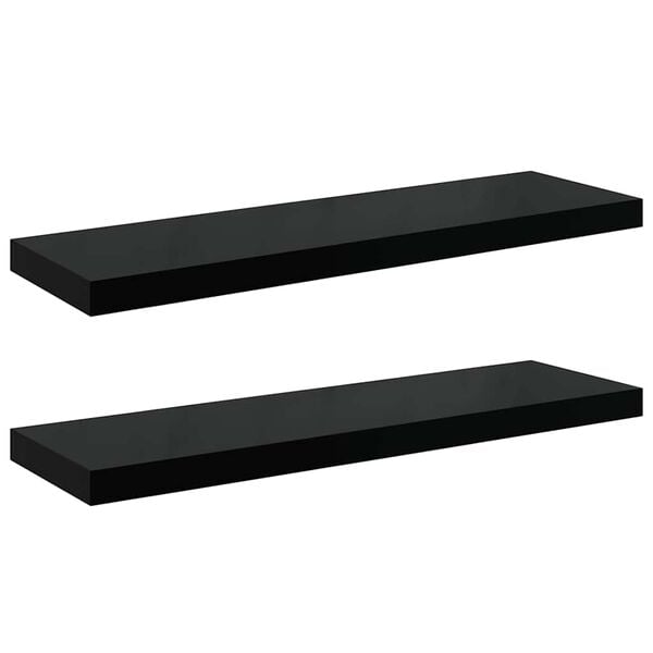 vidaXL Prateleiras de parede suspensas 2 pcs 80x23,5x3,8cm MDF preto