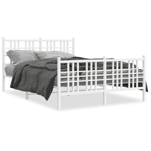 vidaXL Estrutura de cama com cabeceira e p&eacute;s 140x200 cm metal branco