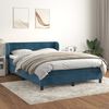 vidaXL Cama com molas/colch&atilde;o 140x200 cm veludo azul-escuro