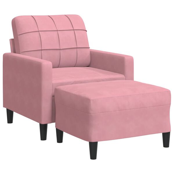 vidaXL Poltrona com apoio de p&eacute;s 60 cm veludo rosa