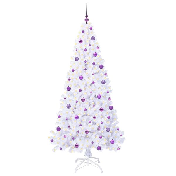 vidaXL &Aacute;rvore de Natal Artificial com 300 LEDs Branco 210 cm PVC e A&ccedil;o