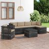vidaXL 7 pcs conjunto lounge de paletes com almofad&otilde;es pinho maci&ccedil;o