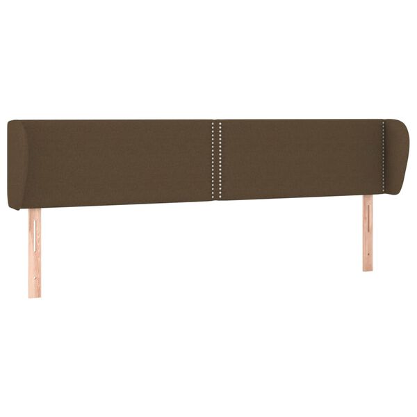 vidaXL Cabeceira de cama c/ abas tecido 163x23x78/88cm castanho-escuro