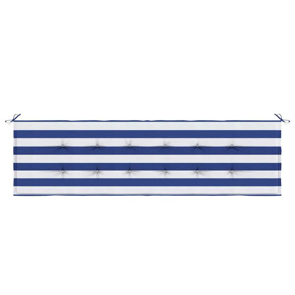 vidaXL Travesseiro para Banco de Jardim Azul e branco 180 x 50 x 4 cm