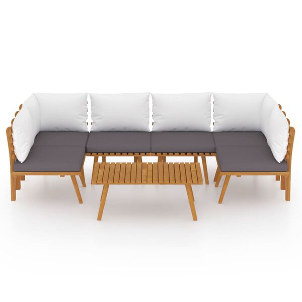 vidaXL 7 pcs conjunto lounge de jardim com almofadões acácia maciça