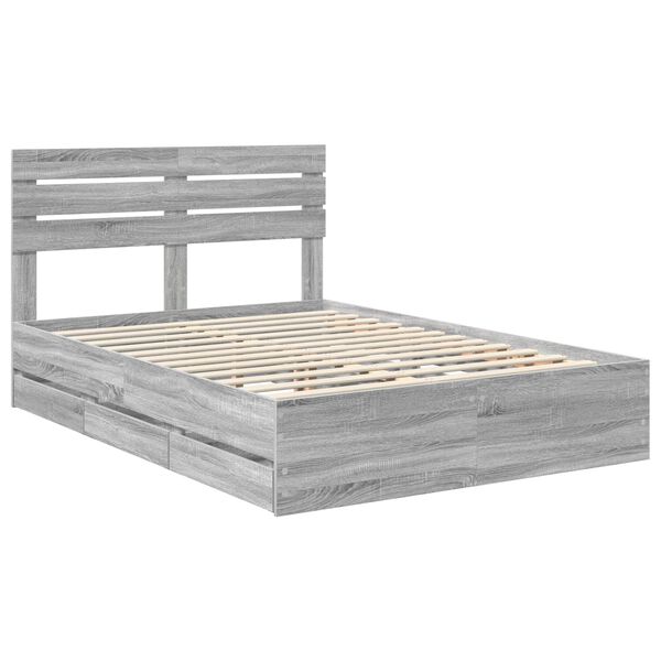 vidaXL Estrutura da Cama com gaveta Cinza Sonoma 150 x 200 cm