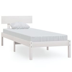 vidaXL Estrutura cama pequena solteiro 75x190 cm madeira maci&ccedil;a branco
