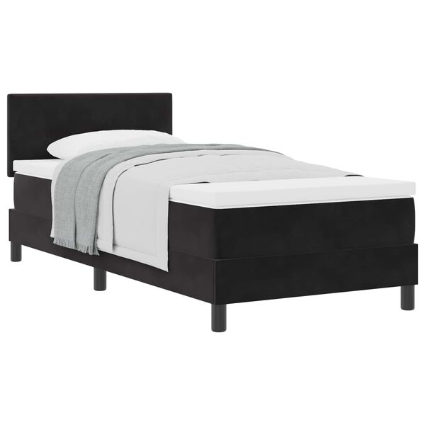 vidaXL Cama Box com colch&atilde;o com cabeceira Preto 90 x 190 cm Veludo