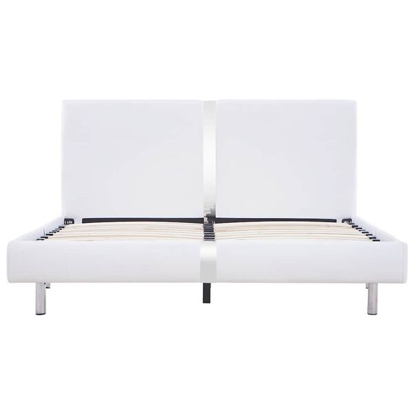 vidaXL Estrutura de cama sem colchão 135x190cm couro artificial branco
