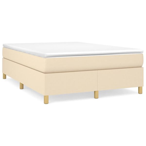 vidaXL Cama com molas/colch&atilde;o 140x190 cm tecido cor creme