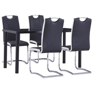 vidaXL 5 pcs conjunto de jantar couro artificial preto