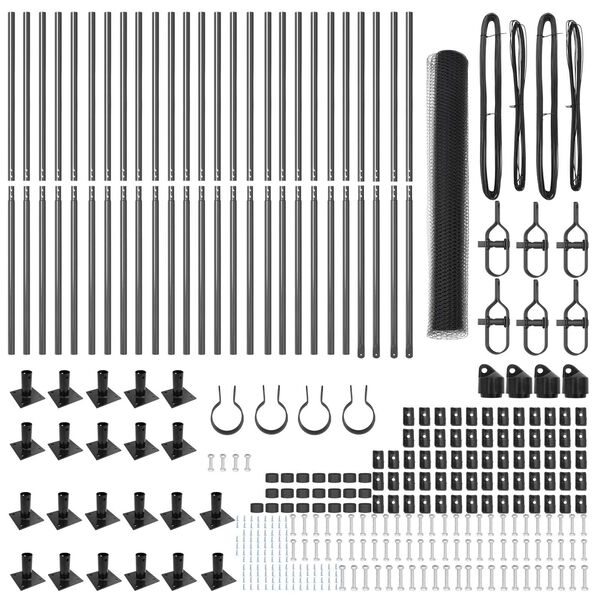 vidaXL Cerca com Postes Cinzeto 1.2 x 50 m A&ccedil;o revestido de PVC